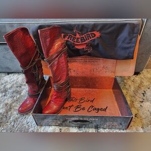 Freebirds Coal Boot Red Crocodile Size 8